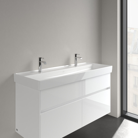Villeroy & Boch Collaro lavabo à poser sur meuble - 120x47cm - sans trop-plein 2 trous de robinet blanc SW358383
