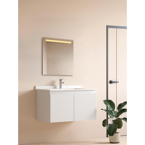 Adema Squared 2.0 miroir – 60 x 70 cm – LED directe en haut – Argent mat SW647631