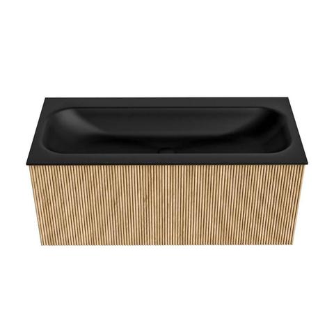 MONDIAZ KURVE Meuble de salle de bains 100cm couleur Oak avec 1 tiroir. Lavabo BIG MEDIUM central 1 trou de robinet Urban. SW1138474