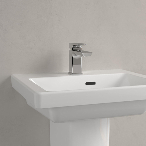 Villeroy & Boch Subway 3.0 fontein - 50x40x14.5cm - met 1 kraangat en overloopgat CeramicPlus - White Alpine (glans wit) SW702066