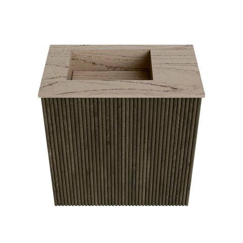 Mondiaz JOYA-DLUX 40cm toiletmeubel - kleur Shadow - Wastafel FAYE positie Links Zonder kraangat kleur Arena. SW1424795