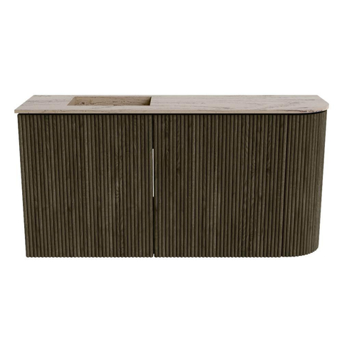 Mondiaz JOYA-DLUX 81.6cm meuble de toilette - arrondi droit couleur Shadow - Vasque FAYE position Gauche 1 trou de robinet couleur Arena. SW1424831