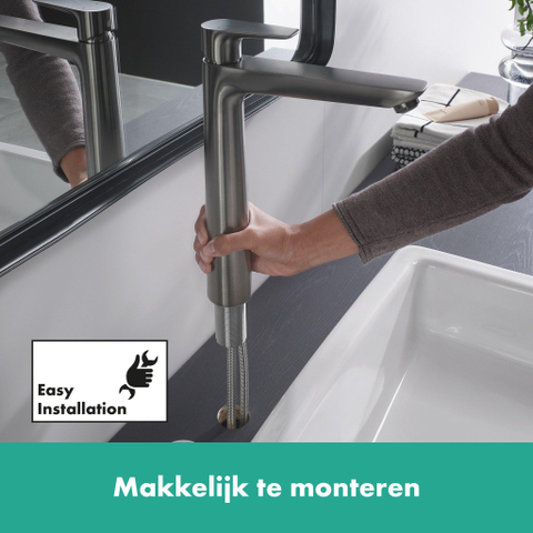 Hansgrohe Talis e 1 greeps wastafelmengkraan - 240 zo/afvoer brushed black chr - zwart chroom SW528827
