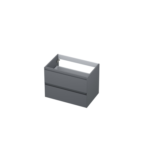 INK Wastafelonderkast - 70x45x52cm - 2 lades - greeploos - MDF lak - Mat grijs SW21247