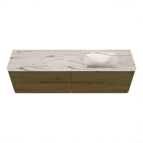 Mondiaz CIRO-DLUX Ensemble de meubles de salle de bains - 180x45x50cm - Plan-vasque en solid surface Nata - 1 vasque à droite - sans trous de robinet - 4 tiroirs - Dusk SW1533244