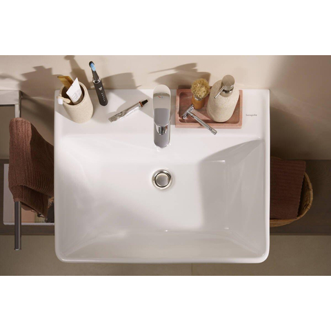 Hansgrohe Xanuia Q Wastafel/Fontein - 60x48cm - inbouw - 1 kraangat - met overloop - glans wit SW1165071