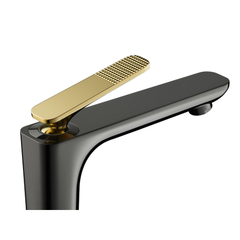 Hansgrohe Axor Citterio C 1-gats wastafelkraan 125 coolstart m. afvoerplug m. cubic cutvoorsprong 13.5cm - polished gold optic SW1152010