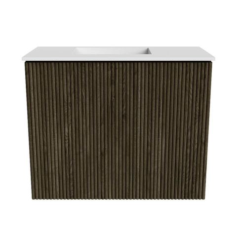 Mondiaz JOYA 50cm toiletmeubel - kleur Shadow - Wastafel FAYE positie Links 1 kraangat kleur Talc. SW1421440