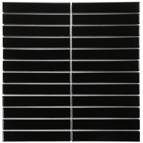 The Mosaic Factory Sevilla mozaïektegel - 30x30cm - 7.5mm - rechthoek - glans black (zwart) SW654810
