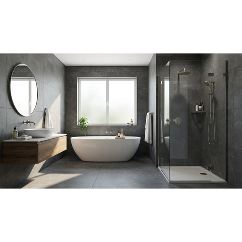 ÉCHANTILLON Terravito Arluna carrelage mural et de sol - 60x120cm - 9.5mm - Rectangulaire - rectifié - Effet marbre - Anthracite Mat SW735876