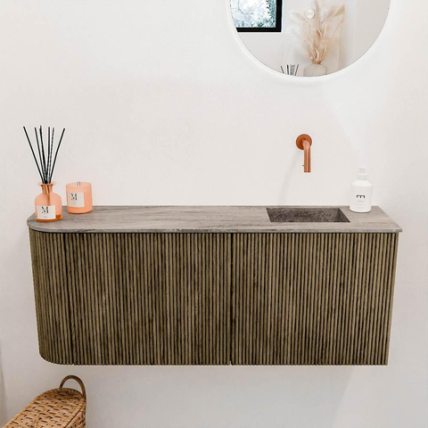 Mondiaz JOYA-DLUX 101.6cm toiletmeubel - ronding links kleur Dusk - Wastafel FAYE positie Rechts Zonder kraangat kleur Oza. SW1426015