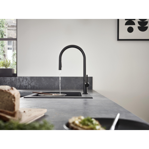 Hansgrohe Talis m54 - 1 greeps keukenmkr - 210 uittrekb v.dche - sbox - mat zwart SW528860