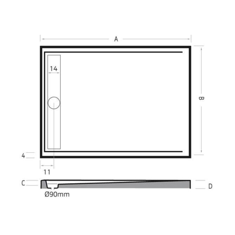 Xenz Easy Tray douchevloer - 140x100x5cm - acryl - zonder gootcover - wit SW379406