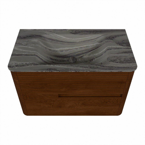 Mondiaz CIRO-DLUX Ensemble de meubles de salle de bains - 80x45x50cm - lavabo en solid surface Sombra - 1 vasque au milieu - sans trous de robinetterie - 2 tiroirs - Ruby SW1531981