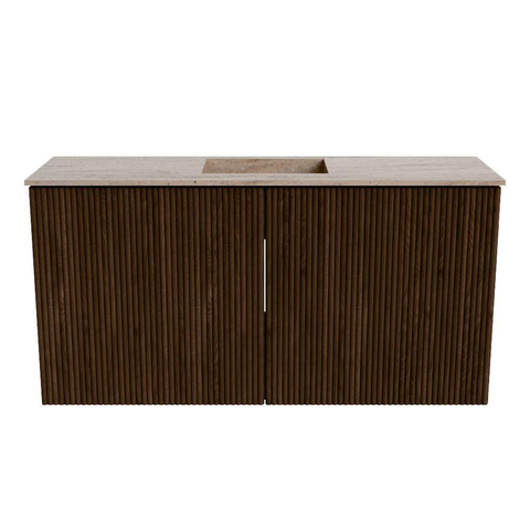 Mondiaz JOYA-DLUX 80cm meuble de toilette - couleur Walnut - Vasque FAYE position Milieu Sans trou de robinet couleur Saba. SW1424642