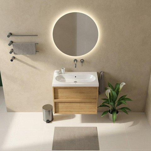 Saniclass Holz Frame Meuble sous-lavabo - 80x45x60cm - 2 tiroirs - chêne naturel SW1578576