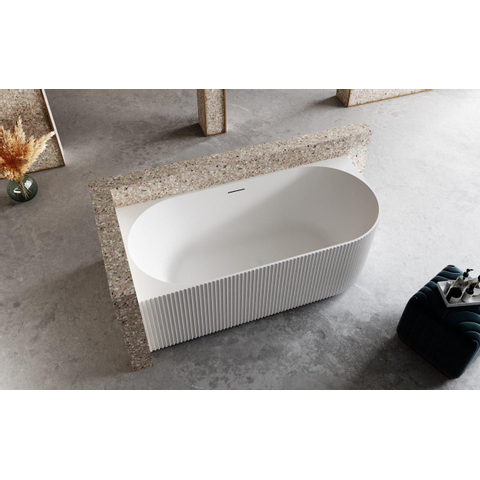 ZEZA Blend baignoire semi-îlot d'angle - nervuré - gauche - 170x80x58cm - avec vidage - acrylique - blanc mat SW962842