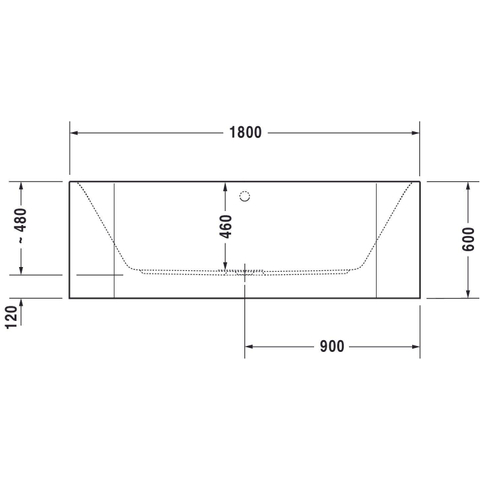 Duravit Happy D.2 Bad acryl half - vrijstaand - 180x80x46cm - met paneel - back-to-wall - glans wit SW68393