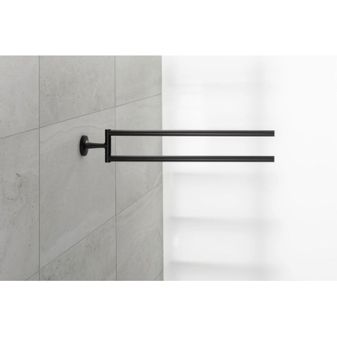 Duravit Starck T Handdoekhouder - 2 stangen - 46.5cm - draaibaar - mat zwart SW297086