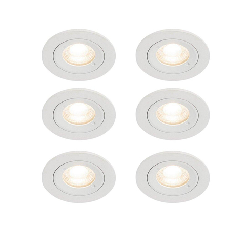 QAZQA Xena inbouwspot - set van 6 - 8x8cm - IP44 - rond - mat wit SW1209721
