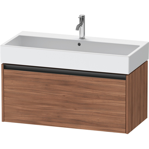 Duravit Ketho.2 Wastafelonderbouwkast - met 1 lade - 98.4x46x44cm - met greep antraciet - noten mat SW773089