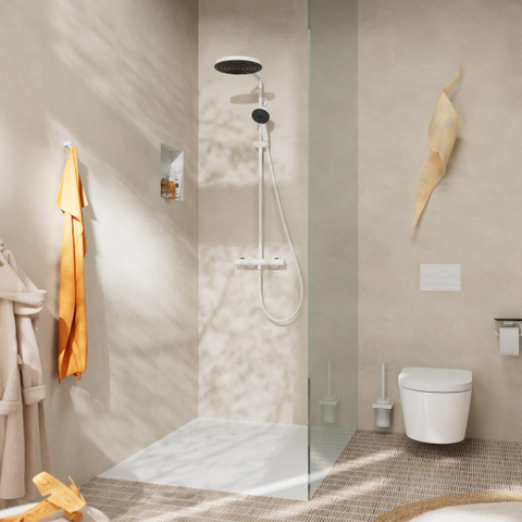 Hansgrohe Pulsify S Puro Puro1jet - showerpipe - ecosmart - 260 - thermostatisch - 3jet - handdouche en doucheslang - 160cm - thermostaat - mat wit SW1151840