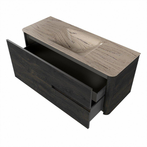 Mondiaz CIRO-DLUX Badkamermeubelset - 120x45x50cm - Solid surface wastafel Arena - 1 wasbak Midden - zonder kraangaten - 2 lades - Shadow SW1532330