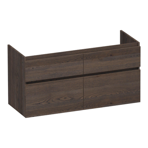 BRAUER Delight meuble sous-lavabo - 120x46x60cm - 4 tiroirs softclose - sans poignées - 2 découpes pour siphon - chêne massif - chêne à lamelles noir SW523042