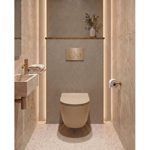 QeramiQ Dely Swirl Toiletset - 36.3x51.7cm - Geberit UP720 Duofix Sigma inbouwreservoir - slim zitting - bedieningsplaat beige - ronde knoppen - beige SW1412315