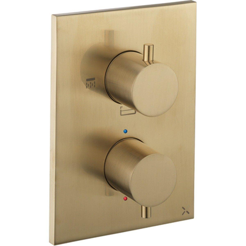 Crosswater MPRO Crossbox Douchekraan - inbouw - thermostatisch - 3 functies - inclusief inbouwdeel - geborsteld messing (goud) SW1390064
