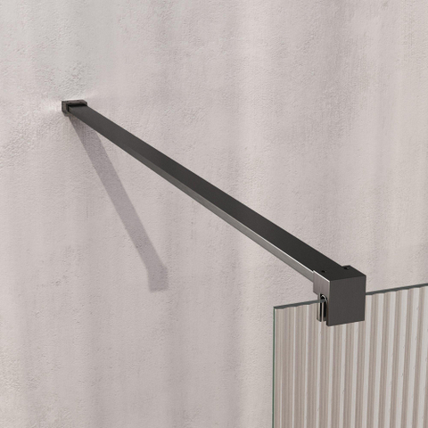 BRAUER Oblivion Paroi de douche à l'italienne - 90x200cm - verre cannelé clair - revêtement de verre - PVD - Gunmetal brossé SW1476055