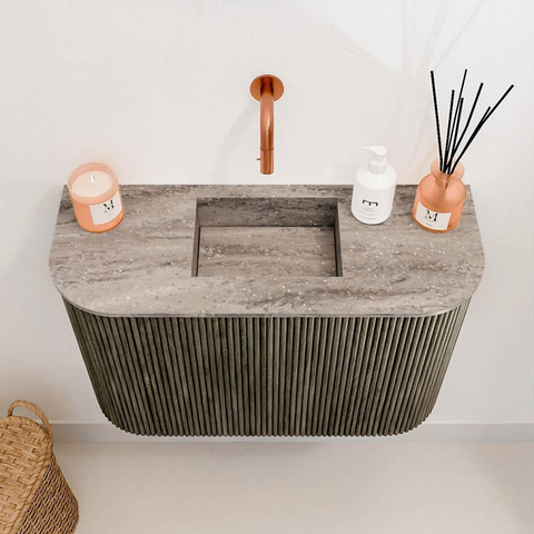 Mondiaz JOYA-DLUX 63.2cm toiletmeubel - ronding links en rechts kleur Shadow - Wastafel FAYE positie Midden Zonder kraangat kleur Oza. SW1425084