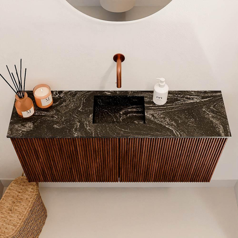 Mondiaz JOYA-DLUX 90cm toiletmeubel - kleur Ruby - Wastafel FAYE positie Midden Zonder kraangat kleur Lava. SW1423635