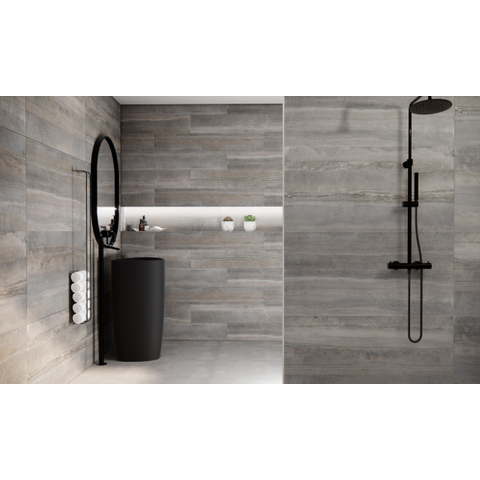 SAMPLE Prissmacer Cerámica Serenity Keramische wand- en vloertegel - 20x120cm - 6.0mm - gerectificeerd - Antraciet SW1596380