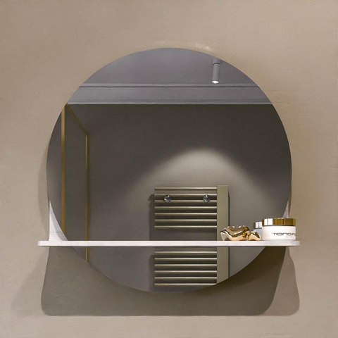 Mondiaz SPOT miroir – Ø 50 cm – avec tablette – Opalo (marbre blanc) SW1235652