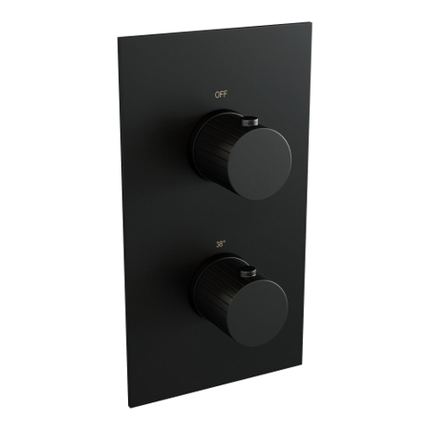 BRAUER Stripe Douche de tête thermostatique encastrée - 3 voies - rectangulaire - SET 15 - pomme de douche 25cm - bras plafond - douchette à main barre - flexible de douche - coude mural - noir mat SW1435146
