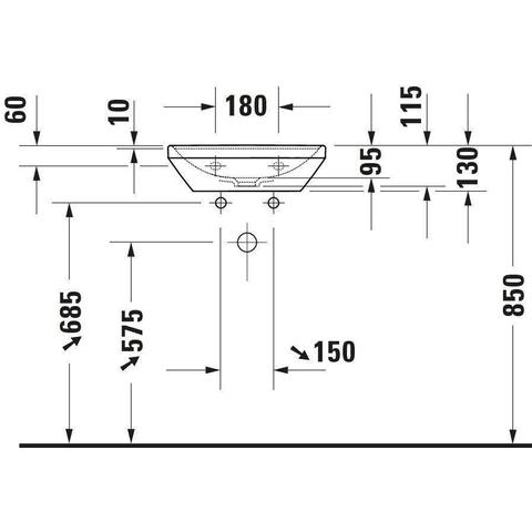Duravit D-neo Fontein - met kraangat - zonder overloop - 45x33.5x13cm - wit SW640444