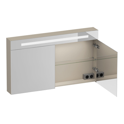 BRAUER Promise Deluxe armoire de toilette - 120x70x15cm - avec éclairage - 2 portes miroir double face - beige mat SW1203660