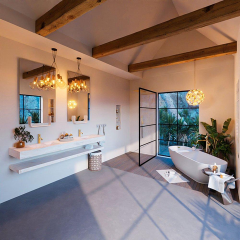 Mondiaz ALAN-DLUX Ensemble de meuble - 200cm - meuble Ostra mat - 0 tiroirs - Lavabo Cloud Ostra suspendu - vasque Gauche et droite - 2 trous de robinet SW809222