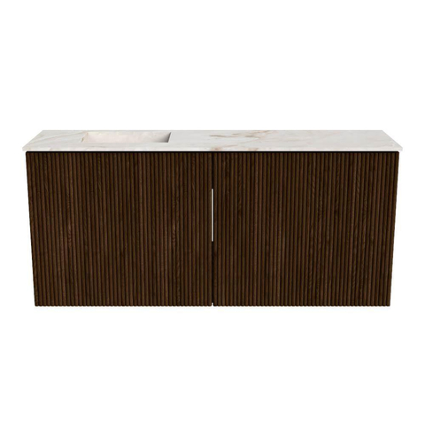 Mondiaz JOYA-DLUX 90cm meuble de salle de bains - couleur Walnut - Vasque FAYE position Gauche 1 trou de robinet couleur Frappe. SW1422308