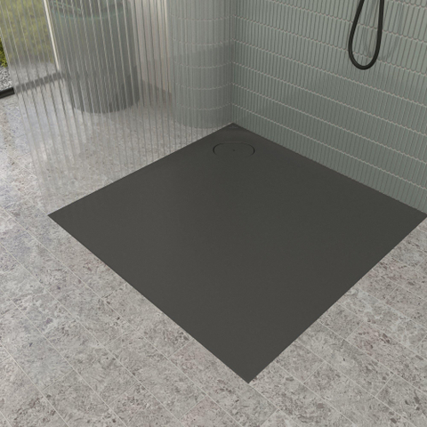 Villeroy & Boch Ecora douchebak - 100x100x3.5cm - hoekafvoer - anthracite (antraciet) SW1559002