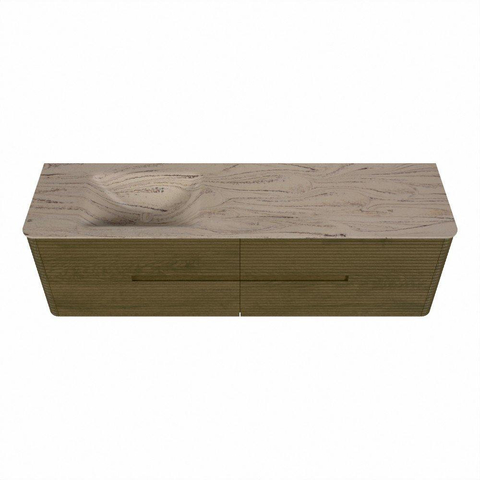 Mondiaz CIRO-DLUX Badkamermeubelset - 170x45x50cm - Solid surface wastafel Arena - 1 wasbak Links - zonder kraangaten - 4 lades - Dusk SW1533117