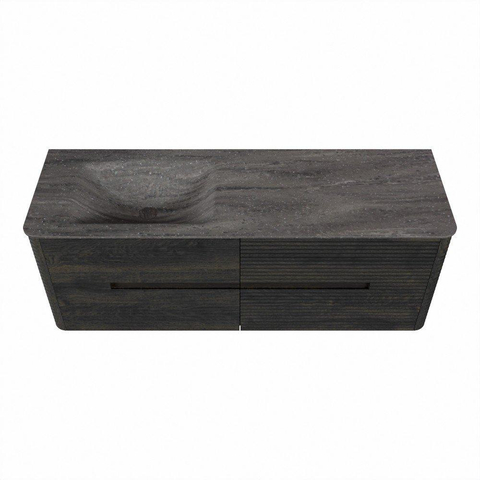 Mondiaz CIRO-DLUX Meuble de salle de bains - 140x45x50cm - lavabo solid surface Oza - 1 vasque à gauche - sans trous de robinet - 4 tiroirs - Shadow SW1532642