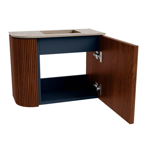 Mondiaz JOYA-DLUX Meuble de toilette 51,6cm - arrondi gauche couleur Ruby - Lavabo FAYE position Droite Sans trou de robinet couleur Arena SW1425284