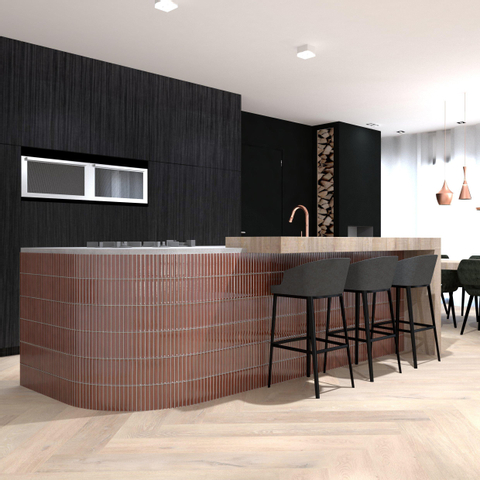 The Mosaic Factory Sevilla mozaïektegel - 30x30cm - 8mm - rechthoek - glans terra red (rood) SW397942