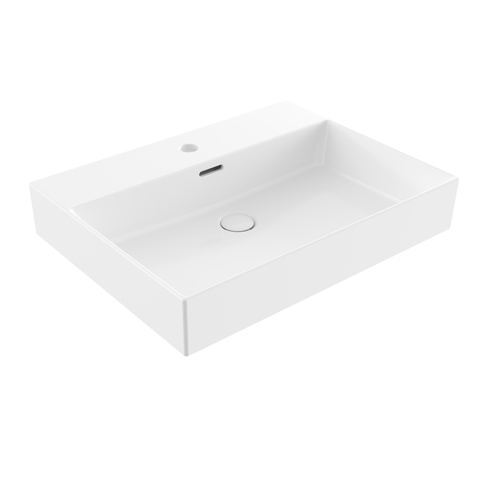 Saniclass Legend Meubelwastafel - 61x47x12cm - met overloop - 1 wasbak - 1 kraangat - keramiek - glans wit SW915363