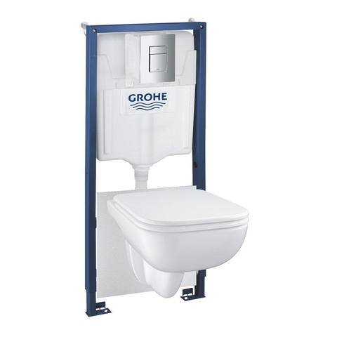 Grohe Solido Start Edge WC-element - GD-2 reservoir - dualflush bedieningsplaat - wandcloset diepspoel - H113cm - zitting met deksel en softclose - blauw/wit SW878131