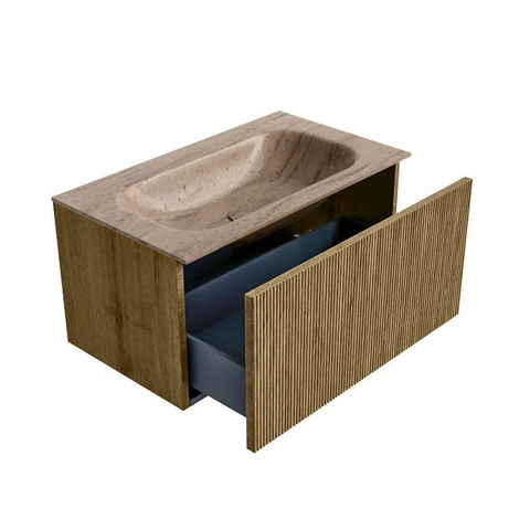 MONDIAZ KURVE-DLUX Meuble de salle de bains 80cm couleur Dusk avec 1 tiroir et 0 porte. Lavabo BIG SMALL Central 1 trou de robinet Saba. SW1433335