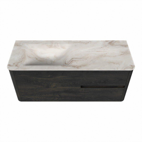 Mondiaz CIRO-DLUX Ensemble de meubles de salle de bains - 120x45x50cm - Plan vasque solid surface Frappe - 1 vasque à gauche - 1 trou de robinet - 2 tiroirs - Shadow SW1532014