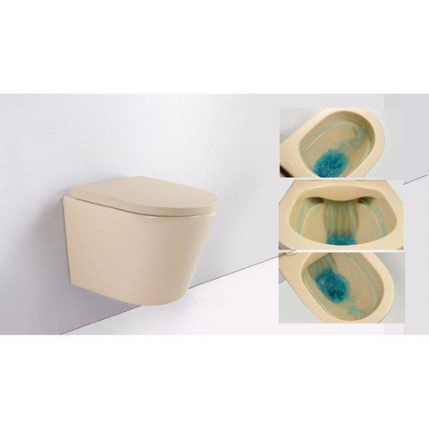 QeramiQ Dely WC suspendu - 36.3x51.7cm - à fond creux - sans bride - avec abattant 35mm softclose - beige SW1030607